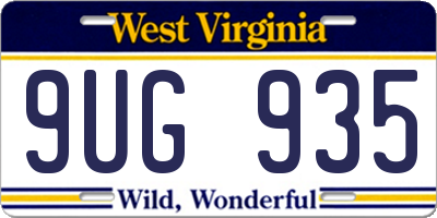 WV license plate 9UG935