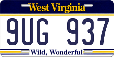 WV license plate 9UG937