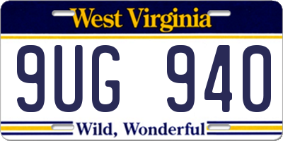 WV license plate 9UG940