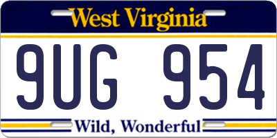 WV license plate 9UG954