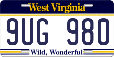 WV license plate 9UG980