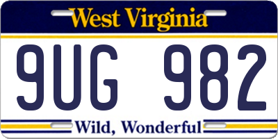 WV license plate 9UG982