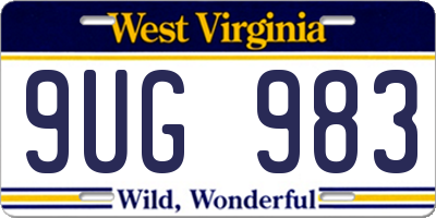 WV license plate 9UG983