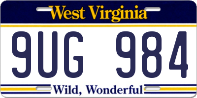WV license plate 9UG984