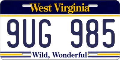 WV license plate 9UG985