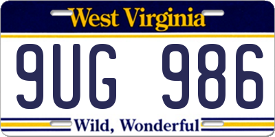 WV license plate 9UG986