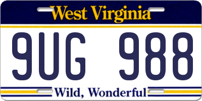 WV license plate 9UG988
