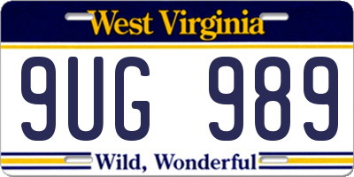 WV license plate 9UG989