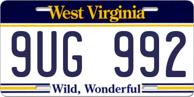 WV license plate 9UG992