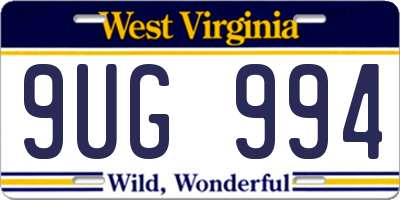 WV license plate 9UG994