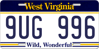 WV license plate 9UG996