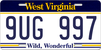 WV license plate 9UG997