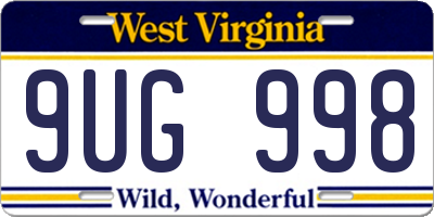 WV license plate 9UG998