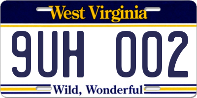 WV license plate 9UH002