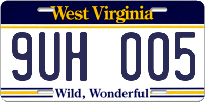 WV license plate 9UH005