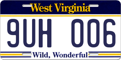WV license plate 9UH006