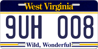 WV license plate 9UH008