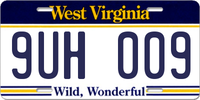 WV license plate 9UH009