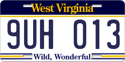 WV license plate 9UH013