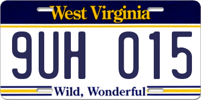 WV license plate 9UH015