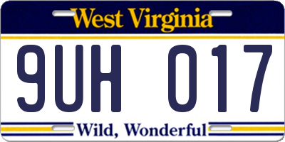 WV license plate 9UH017