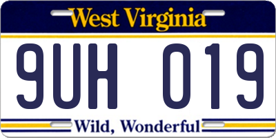 WV license plate 9UH019