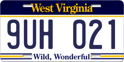 WV license plate 9UH021