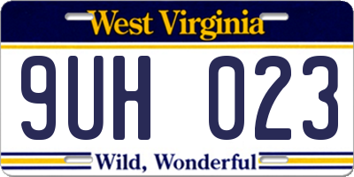 WV license plate 9UH023