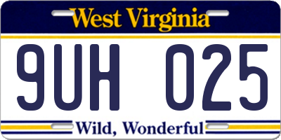 WV license plate 9UH025