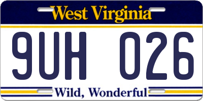 WV license plate 9UH026