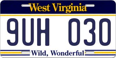 WV license plate 9UH030