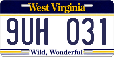 WV license plate 9UH031