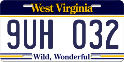 WV license plate 9UH032