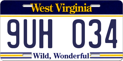 WV license plate 9UH034