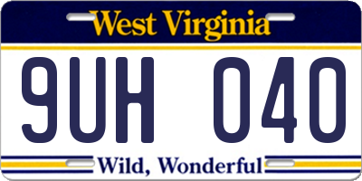WV license plate 9UH040