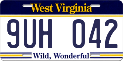 WV license plate 9UH042