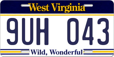 WV license plate 9UH043