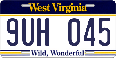 WV license plate 9UH045
