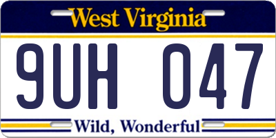 WV license plate 9UH047