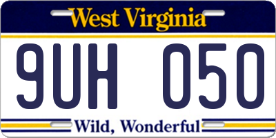 WV license plate 9UH050