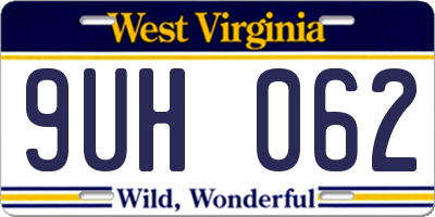 WV license plate 9UH062