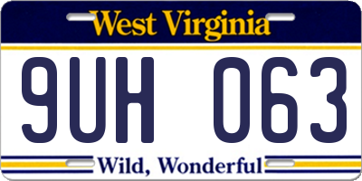 WV license plate 9UH063