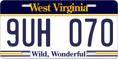 WV license plate 9UH070