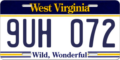 WV license plate 9UH072