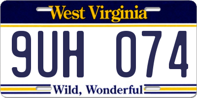 WV license plate 9UH074