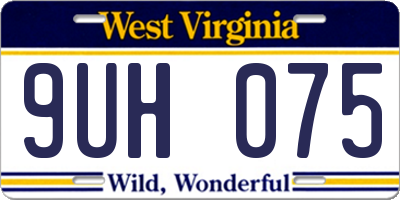 WV license plate 9UH075
