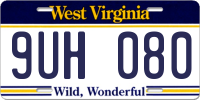 WV license plate 9UH080
