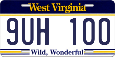 WV license plate 9UH100