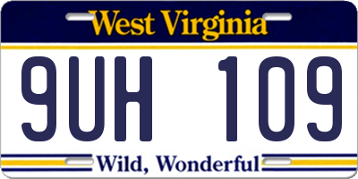 WV license plate 9UH109