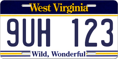 WV license plate 9UH123